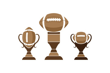 Super bowl award trophy illustration set, with three trophy shape concept, good for award design, tournament