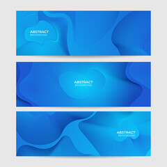 Modern blue 3d banner background with abstract waves