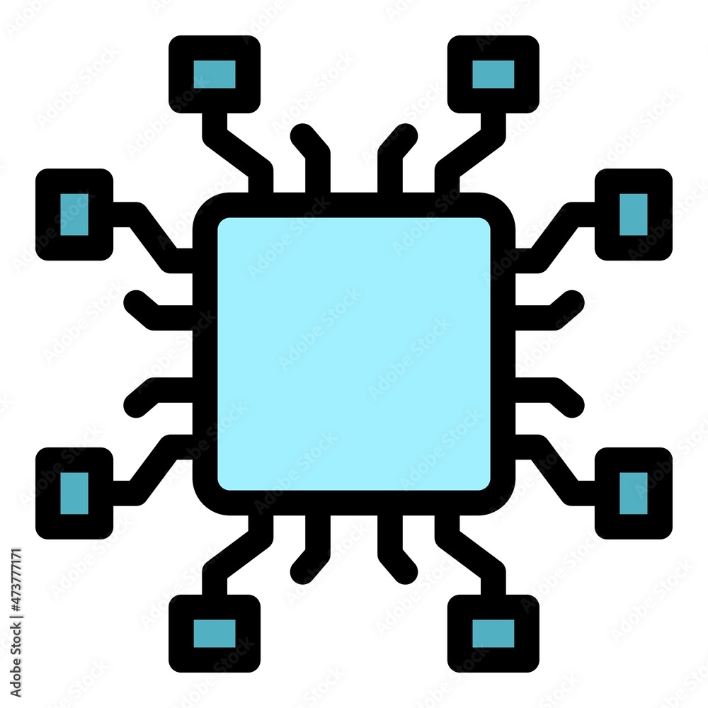 Poster smart processor icon. outline smart processor vector icon color flat isolated