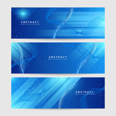 Fototapeta na wymiar Modern blue 3d banner background with abstract waves