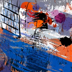 Fototapeten abstract background composition, with lines, paint strokes and splashes © Kirsten Hinte