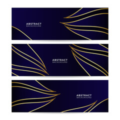 Set of modern abstract gradient dark navy blue and gold banner background. Blue abstract banner templates designed for the web, social media, banner, cover, flyer, card, poster, wallpaper, texture.