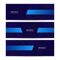 Set of modern abstract gradient dark navy blue banner background. Blue abstract banner templates designed for the web, social media, banner, cover, flyer, card, poster, wallpaper, texture.