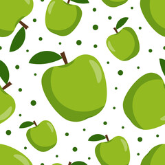 Green apple vector seamless pattern