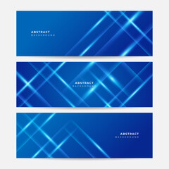 Set of dark blue abstract banner background. Banner templates. Modern abstract design. Abstract blue lines technology background