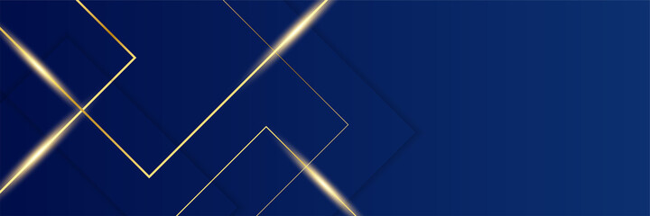 Abstract template dark blue luxury premium background with luxury triangles pattern and gold lighting lines