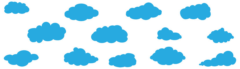 Clouds set isolated on white background. Collection of clouds for web site, poster, placard and wallpaper. Creative modern concept. Clouds vector illustration