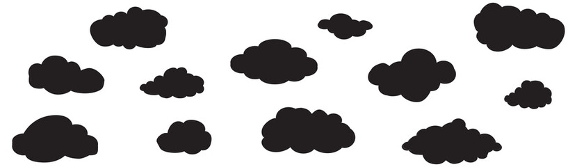 Clouds set isolated on blue background. Collection of clouds for web site, poster, placard and wallpaper. Creative modern concept. Clouds vector illustration