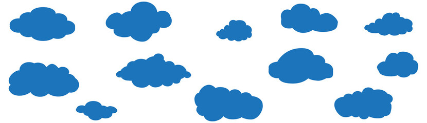 Clouds set isolated on white background. Collection of clouds for web site, poster, placard and wallpaper. Creative modern concept. Clouds vector illustration