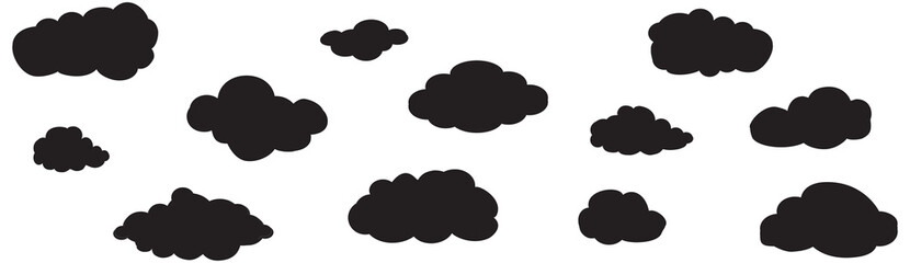 Clouds set isolated on blue background. Collection of clouds for web site, poster, placard and wallpaper. Creative modern concept. Clouds vector illustration