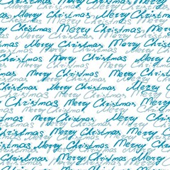 Vector seamless background. Doodle style merry christmas lettering