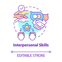 Interpersonal skills concept icon. Create trustful business partnerships. Successful business abstract idea thin line illustration. Vector isolated outline color drawing. Editable stroke