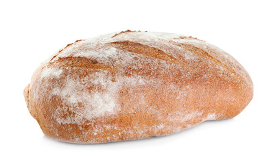 Loaf of tasty wheat sodawater bread isolated on white