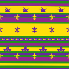 Mardi gras striped seamless pattern. Vector background for textile.
