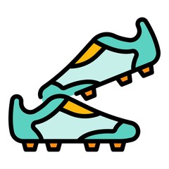 Soccer shoes icon. Outline soccer shoes vector icon color flat isolated