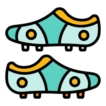 Football boots icon. Outline football boots vector icon color flat isolated