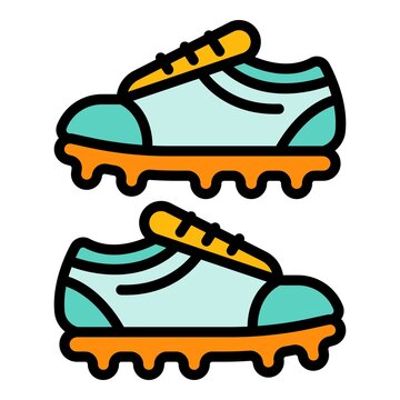 Cleat football boots icon. Outline cleat football boots vector icon color flat isolated