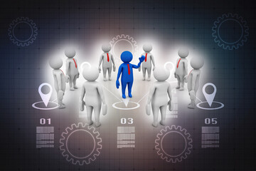Business Network Concept,Leader,Leadership Concept,Business Communication. 3d rendering