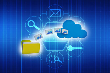 3d rendering Cloud computing concept, Cloud internet technology concept background, Cloud computing and network data Storage concept