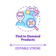 Find in-demand products concept icon. Research customer needs. Successful distribution business abstract idea thin line illustration. Vector isolated outline color drawing. Editable stroke