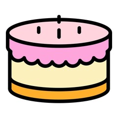 Cream cake icon. Outline cream cake vector icon color flat isolated