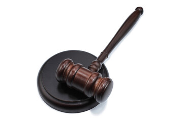Judge's gavel isolated on white background as symbol of justice with gavel, rule of law with gavel...