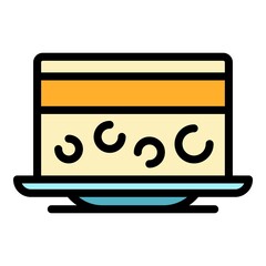 Party cake icon. Outline party cake vector icon color flat isolated