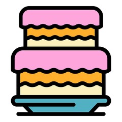Berry cake icon. Outline berry cake vector icon color flat isolated