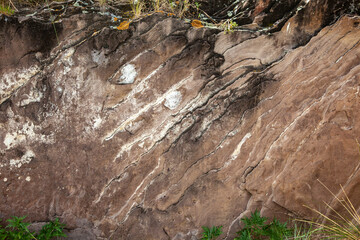 Natural stone texture in brown and beige colors. Brown stone close up, abstract background