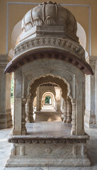 India Rajasthan Jaipur Gaitor Cenotaph erected at the place of cremation of Maharajas. Chhatri of Gaitor, tomb of the royal family.
