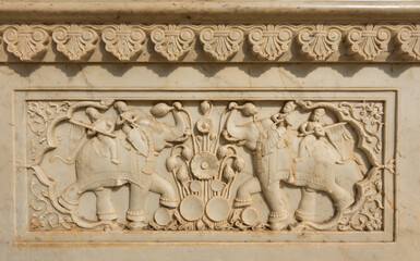 India Rajasthan Jaipur Gaitor Cenotaph erected at the place of cremation of Maharajas. Chhatri of Gaitor, tomb of the royal family.