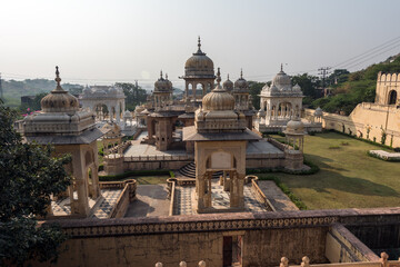 India Rajasthan Jaipur Gaitor Cenotaph erected at the place of cremation of Maharajas. Chhatri of Gaitor, tomb of the royal family.