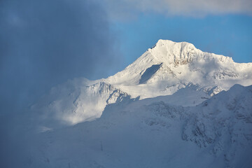 Mountain Slope With Avalanch Barrier Railing
