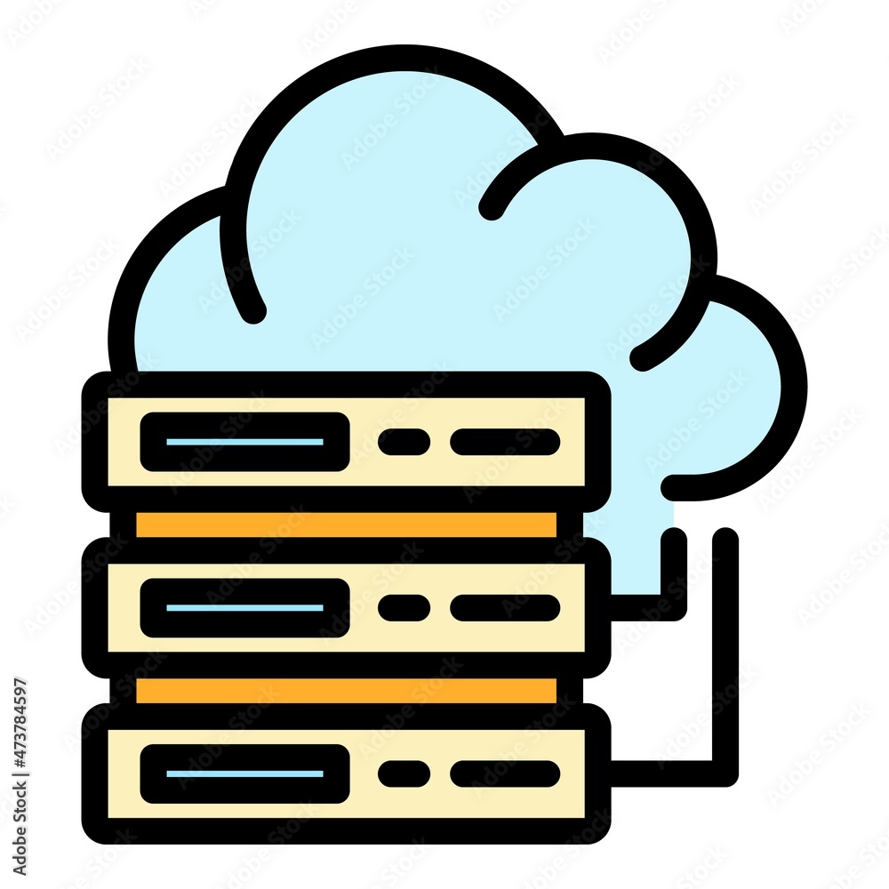 Poster server data cloud icon. outline server data cloud vector icon color flat isolated