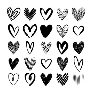 Hand drawn vector heart shape element collection