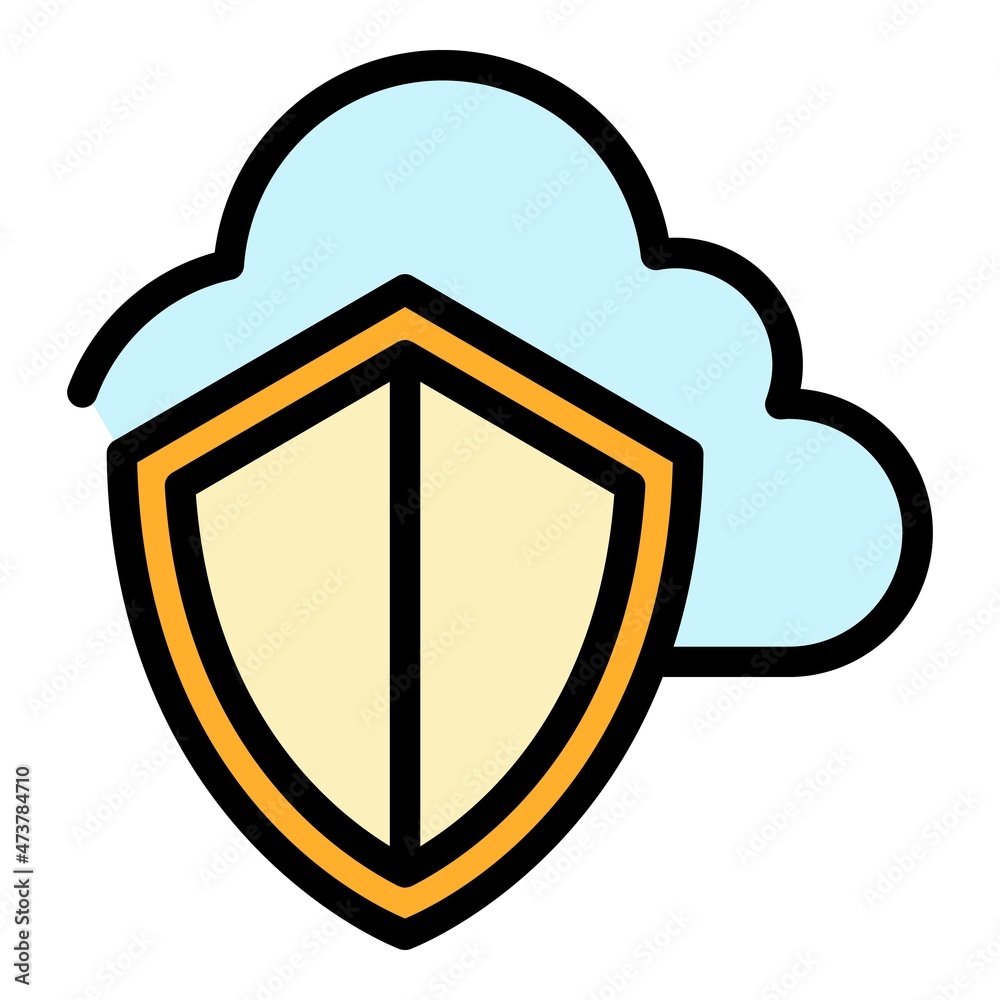 Wall mural data cloud shield icon. outline data cloud shield vector icon color flat isolated