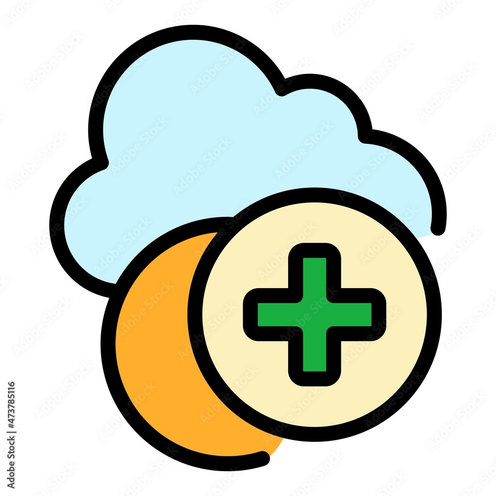 Poster Add data cloud icon. Outline add data cloud vector icon color flat isolated - Posters