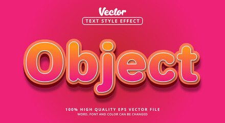 Editable text effect, Object text on layered pink and red color style