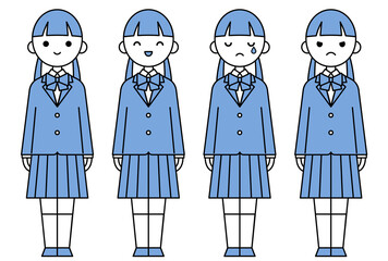 人物イラスト_女子高生表情セット