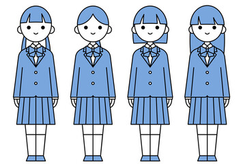 人物イラストセット_女子高生