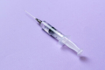 view from above simple medicine syringe, minimalistic style