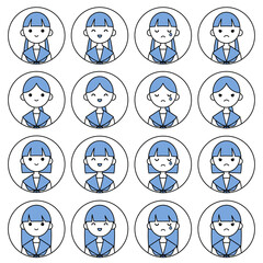 人物アイコンセット_女子高生表情