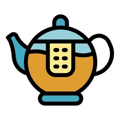 Transparent tea pot icon. Outline transparent tea pot vector icon color flat isolated