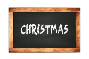 Fototapeta premium CHRISTMAS text written on wooden frame school blackboard.