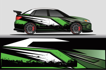 Obraz na płótnie Canvas Car livery wrap decal, rally race style vector illustration abstract background