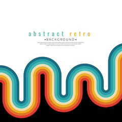 Rainbow wave retro stripes. Vintage striped background. Grunge texture wallpaper. Minimalist style curves vector illustration..