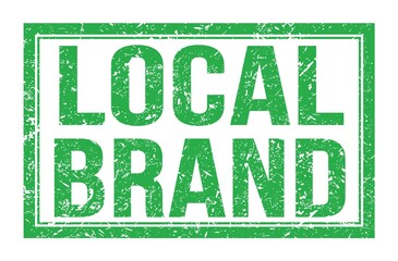 LOCAL BRAND, words on green rectangle stamp sign