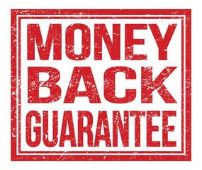 MONEY BACK GUARANTEE, text on red grungy stamp sign