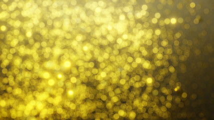 Abstract golden background with bokeh. Defocused particles shining shimmering backdrop.