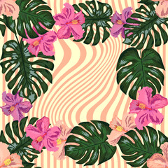 Floral exotic tropical seamless pattern tropic hawaiian wallpaper. Botanical print. Modern floral background.